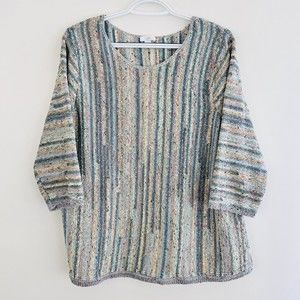 💸J. JILL Womens Size XL Petite Multicolor Oversized Long Sleeve Knit Sweater